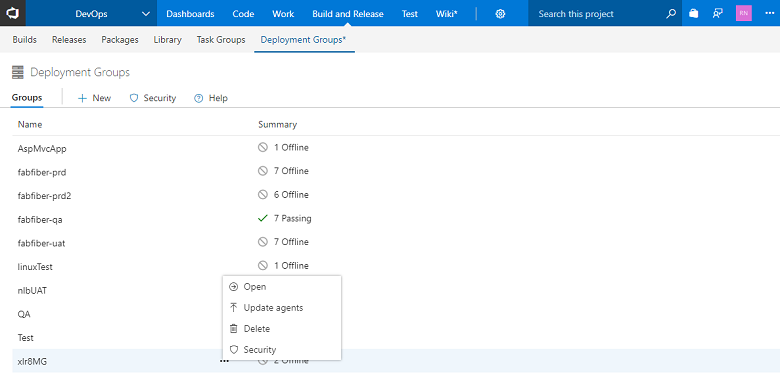 Interface utilisateur des groupes de déploiement