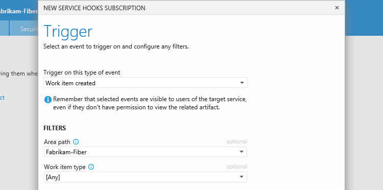 Page de configuration du déclencheur