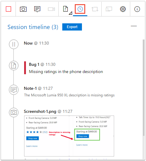 Capture d’écran montrant la révision des informations capturées.