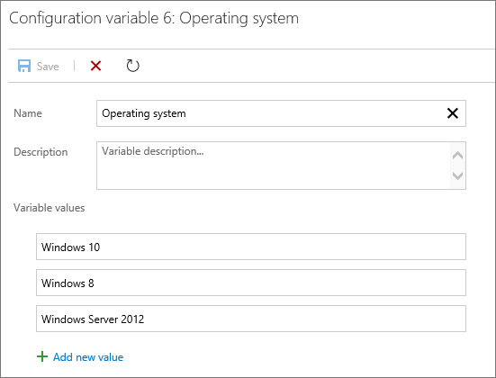 Définition des valeurs d’une variable de configuration de systèmes d’exploitation