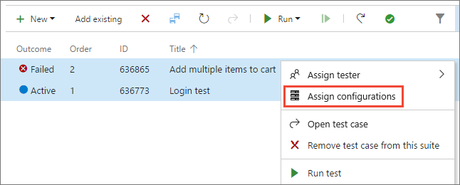 Substitution de la configuration par défaut affectée à un cas de test