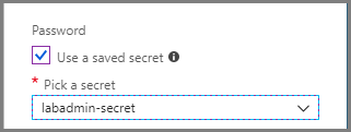 Capture d’écran illustrant l’utilisation d’un secret lors de la création d’une machine virtuelle.