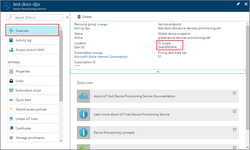 Extraire des informations de point de terminaison de service Device Provisioning dans le portail