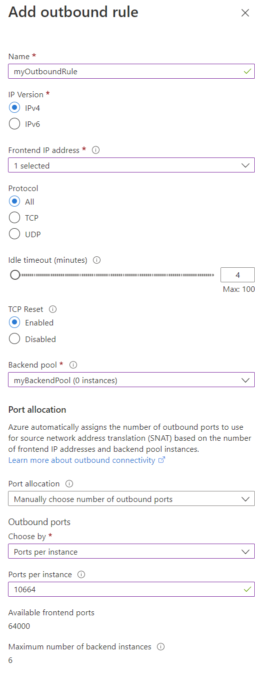 Screehshot of add outbound rule.