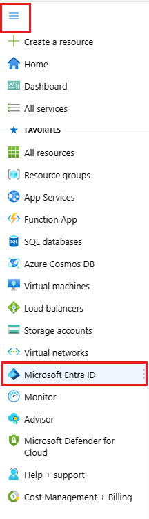 Sélectionnez Microsoft Entra ID dans le menu.