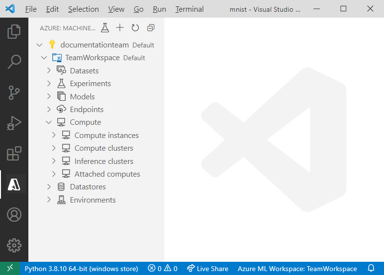 Extension VS Code Azure Machine Learning