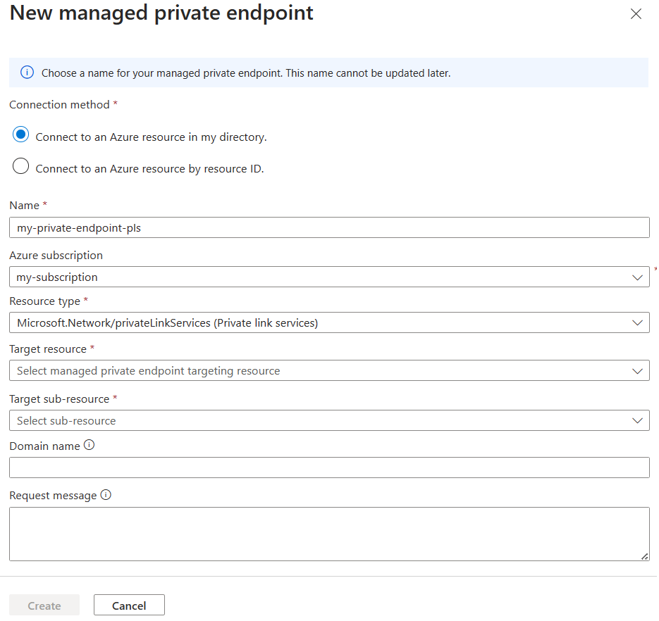 Capture d’écran des détails du nouveau point de terminaison privé géré au sein du portail Azure pour les services de liaison privée.