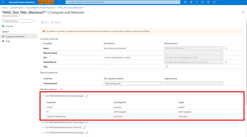 Capture d’écran montrant comment sélectionner un sous-réseau pour chaque carte d’interface réseau de l’ordinateur de réplication dans les options de réseau et de calcul de l’ordinateur de réplication.