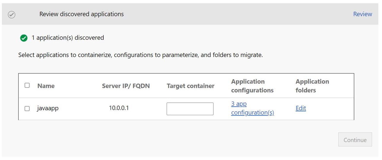 Capture d’écran pour l’application web Java détectée.