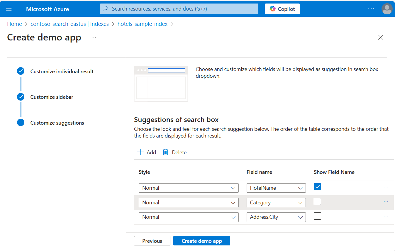 Configuration des suggestions de requêtes