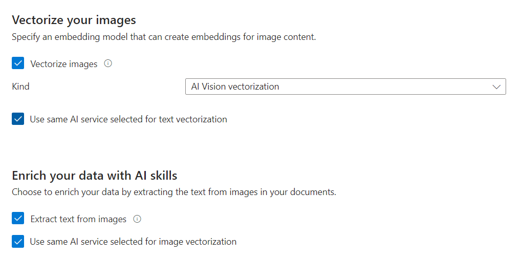 Capture d’écran de la page de l’Assistant permettant de vectoriser des images et d’enrichir des données.