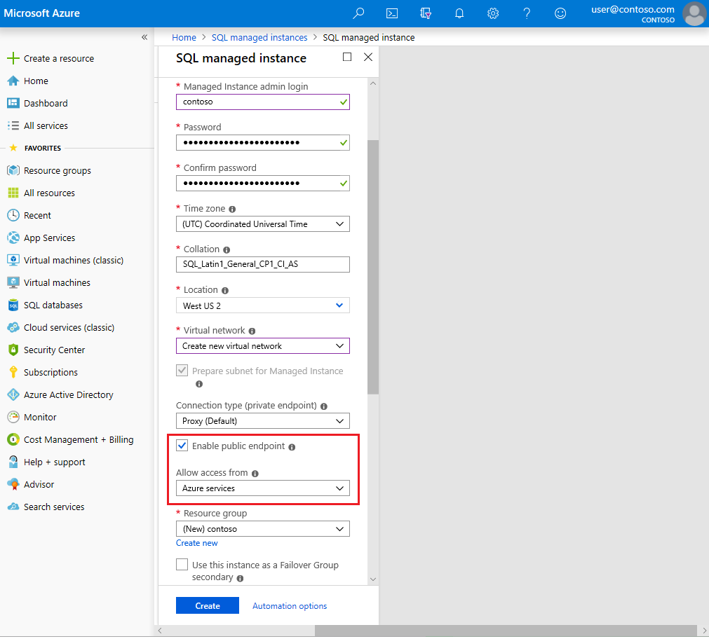 Activer le point de terminaison public