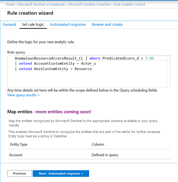 Créer une règle d’analytique personnalisée pour les détections BYO-ML