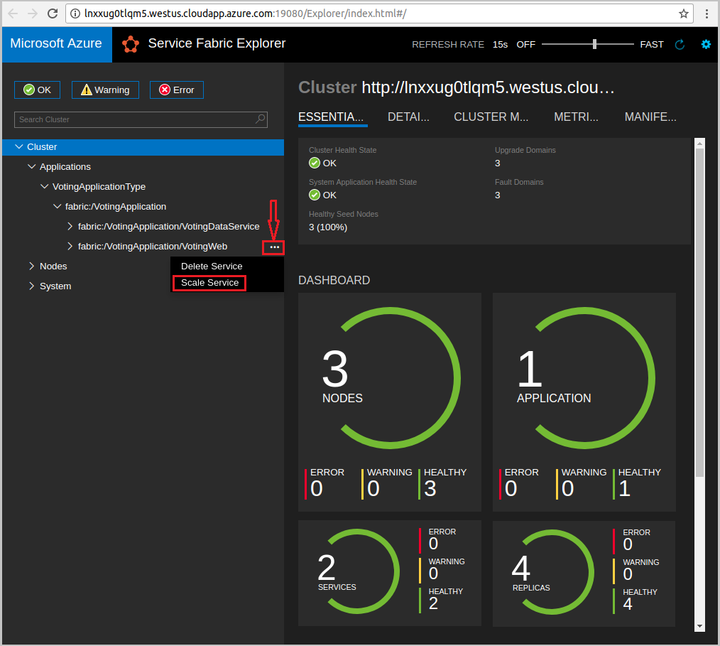 Mettre à l’échelle un service dans Azure Service Fabric