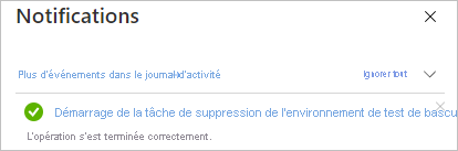 Notification de réussite du nettoyage