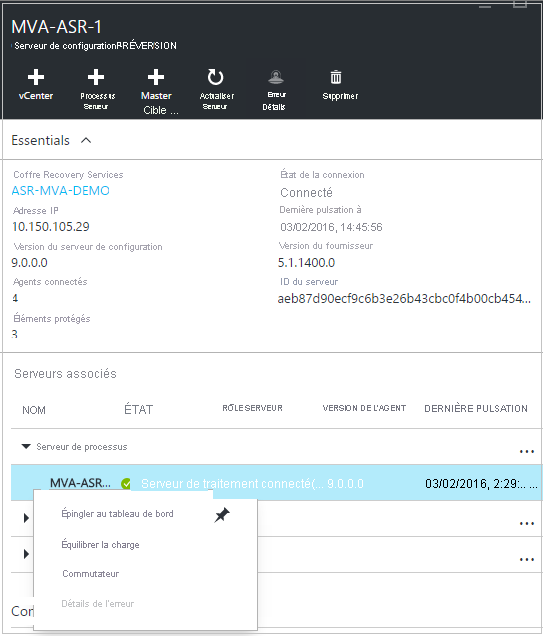 Capture d’écran de la boîte de dialogue Serveur de configuration