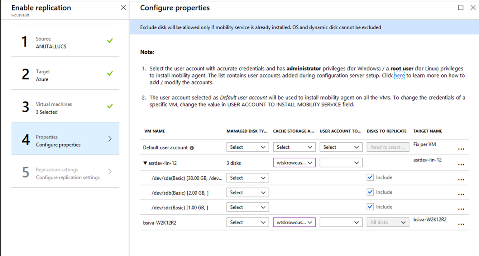 Fenêtre de configuration des propriétés pour l’activation de la réplication