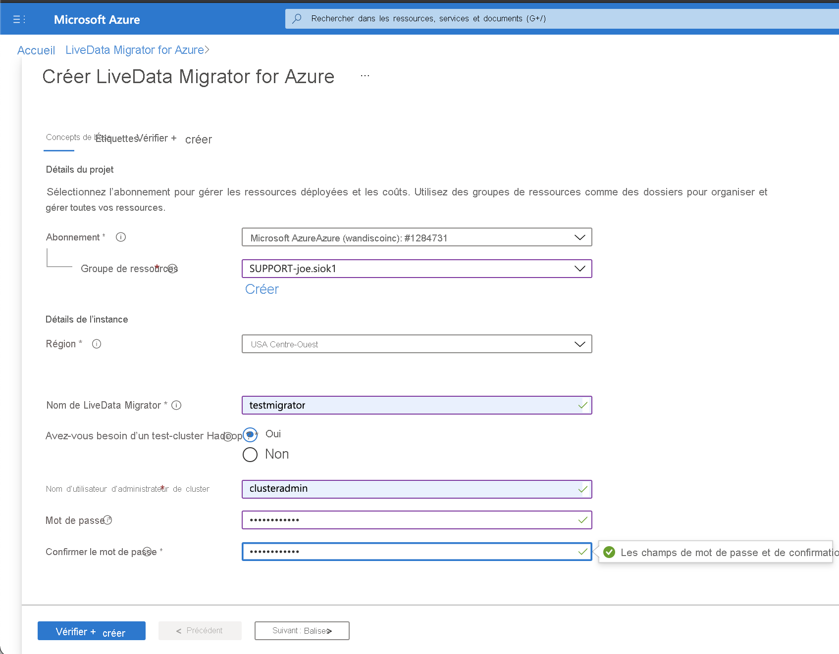 Création d’une instance LiveData Migrator