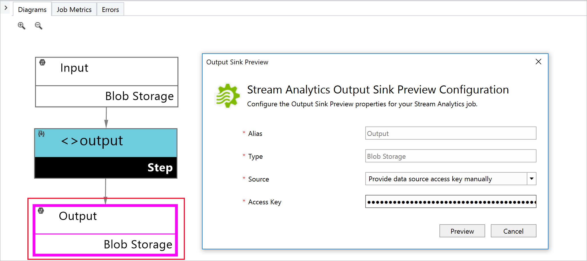 Sortie de blob de tâche Stream Analytics