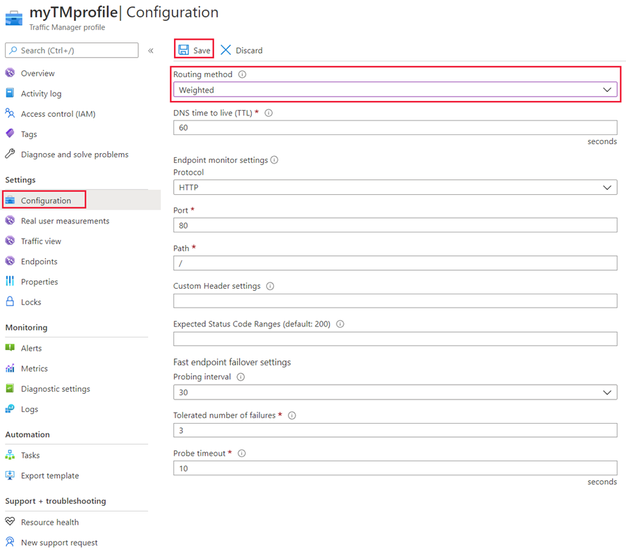 Configuration pondérée de Traffic Manager