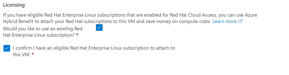 Capture d’écran du portail Azure montrant les cases cochées pour la gestion des licences.