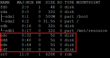 Liste des disques attachés dans le système d’exploitation