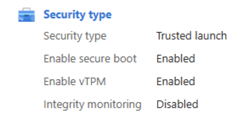 Capture d’écran montrant les propriétés du lancement fiable de la machine virtuelle.