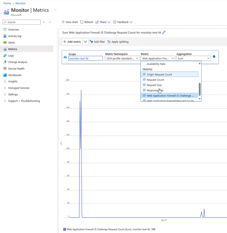 Capture d’écran montrant les métriques de défi JavaScript.