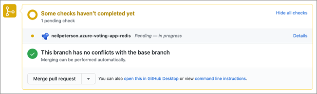 Capture d’écran d’un badge d’état Azure DevOps dans un dépôt GitHub.