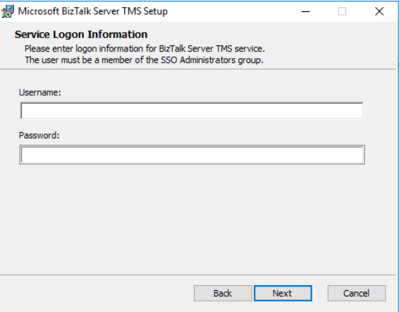 configuration BizTalk Server TMS