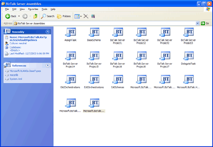Image montrant le répertoire Assemblys de la visionneuse BizTalk.