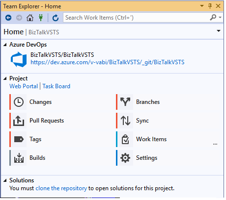 Cloner Azure DevOps dans le projet BizTalk Server