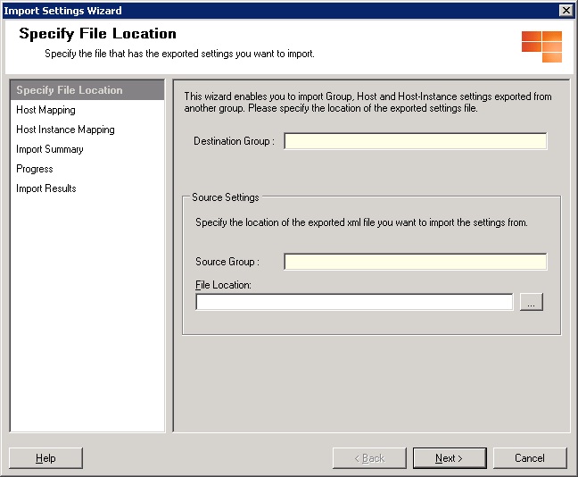 Spécifiez l’emplacement du fichier à importer ImportSettings_FileLocation