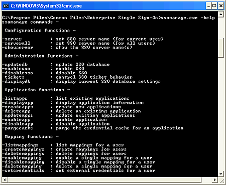 Utilisez le commutateur -help pour obtenir les commandes d’authentification unique dans BizTalk Server