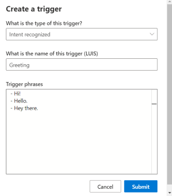 Creating an intent recognized trigger