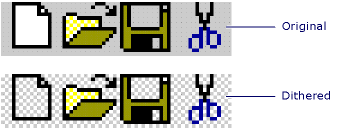 Comparaison des versions d’icônes de trame et d’origine.