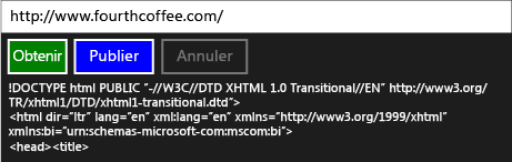 Application Windows Runtime en cours d’exécution.