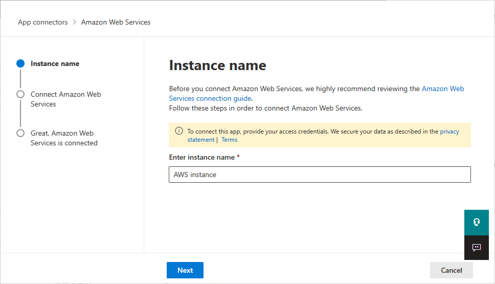 Nom du connecteur d'audit AWS.