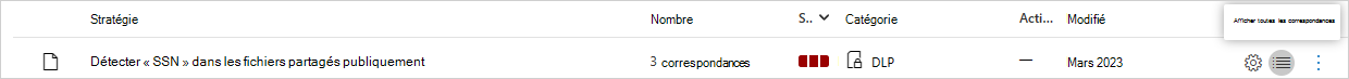 Capture d’écran des exemples de correspondances PCI.