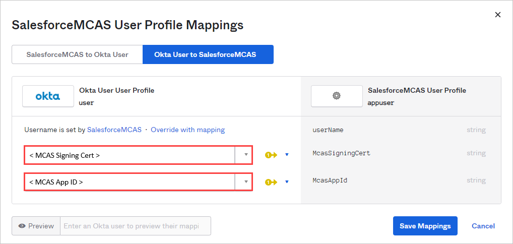 Mapper les attributs de profil.