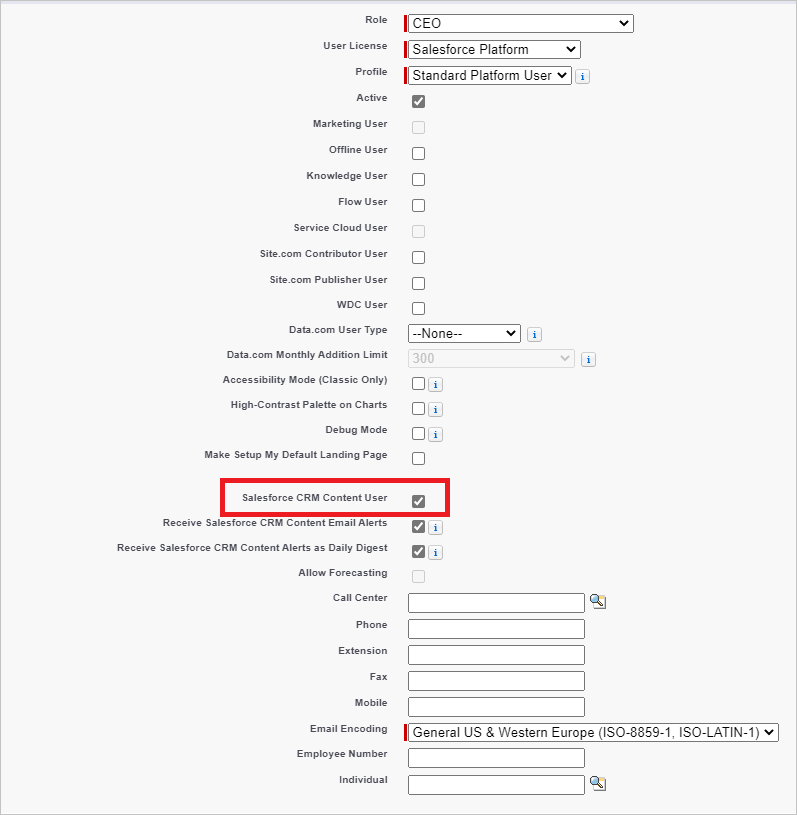 Utilisateur de contenu salesforce crm.