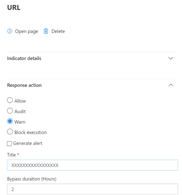 Url et formulaire IP de configuration de la protection réseau SmartScreen.