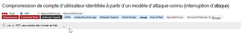 Capture d’écran mettant en évidence le message d’exportation et status avant le téléchargement.