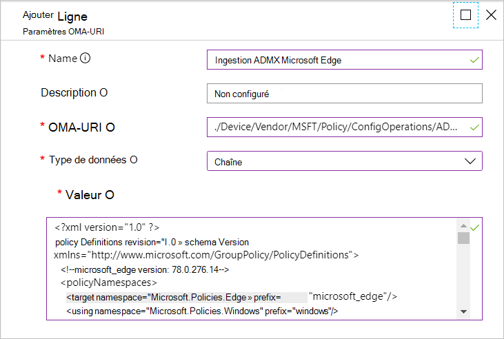 Ajouter une ingestion ADMX