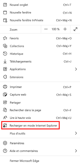 Recharger en mode Internet Explorer