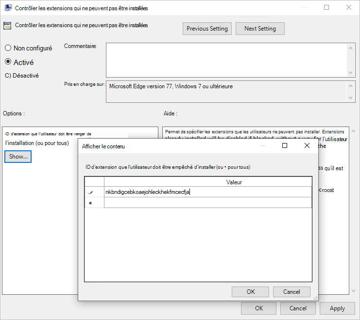 Utilisez l’éditeur de stratégie pour contrôler les extensions qui peuvent être installées.
