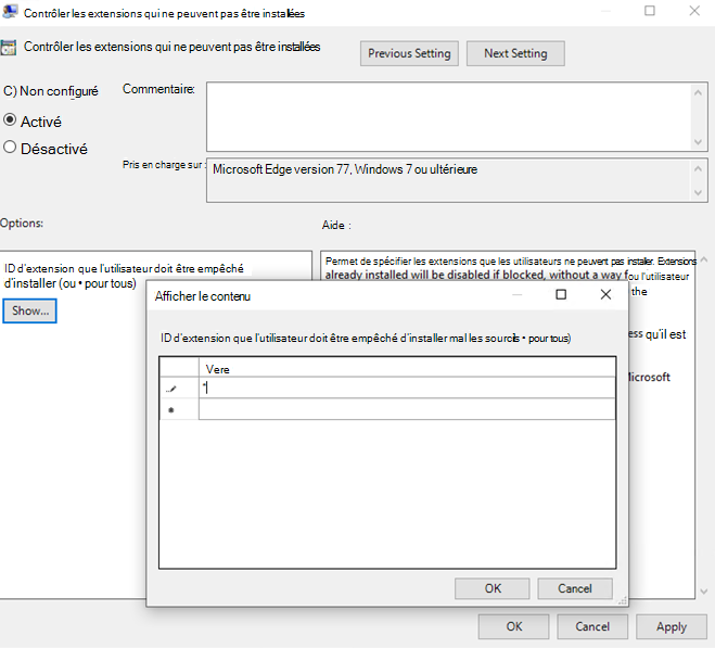Utilisez la stratégie de groupe pour contrôler les extensions qui ne peuvent pas être installées.