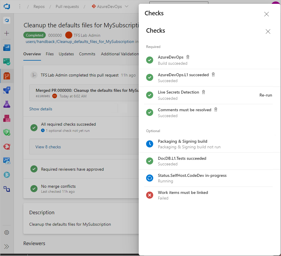 Screenshot showing the checks on a pull request.