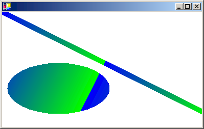 une ligne A et une ellipse remplie d’un dégradé de couleur diagonale.