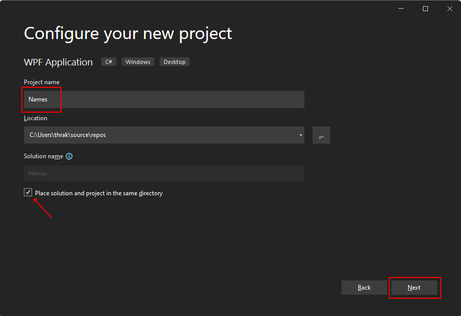 Configurer un nouveau projet WPF dans Visual Studio 2022 pour .NET 6